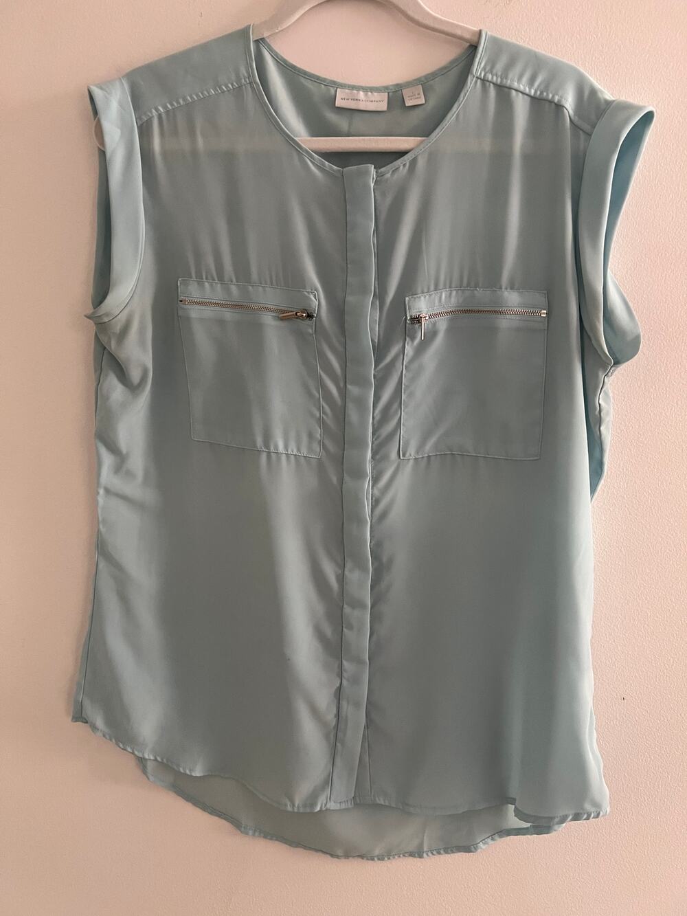 New York & Company Zip Pocket Blouse Size Large